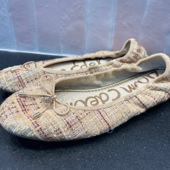 EUC SAM EDELMAN ELASTIC OPENING BALLET STYLE SLIPPERS SHOES LOAFERS TWEED SIZE 7 - Picture 4 of 7
